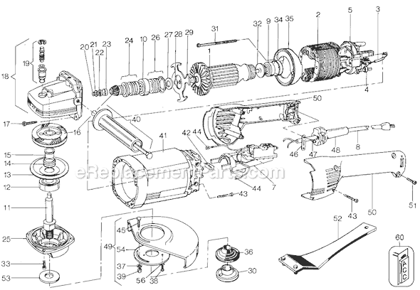 Page A Diagram and Parts List for 4074 Type 100 Black and Decker Angle Grinder